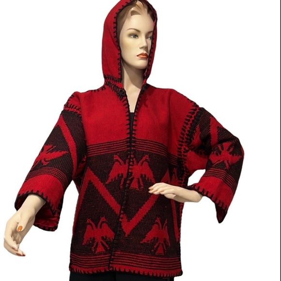 Hooded Tribal Boho Poncho Cardigan - Picture 3 of 17